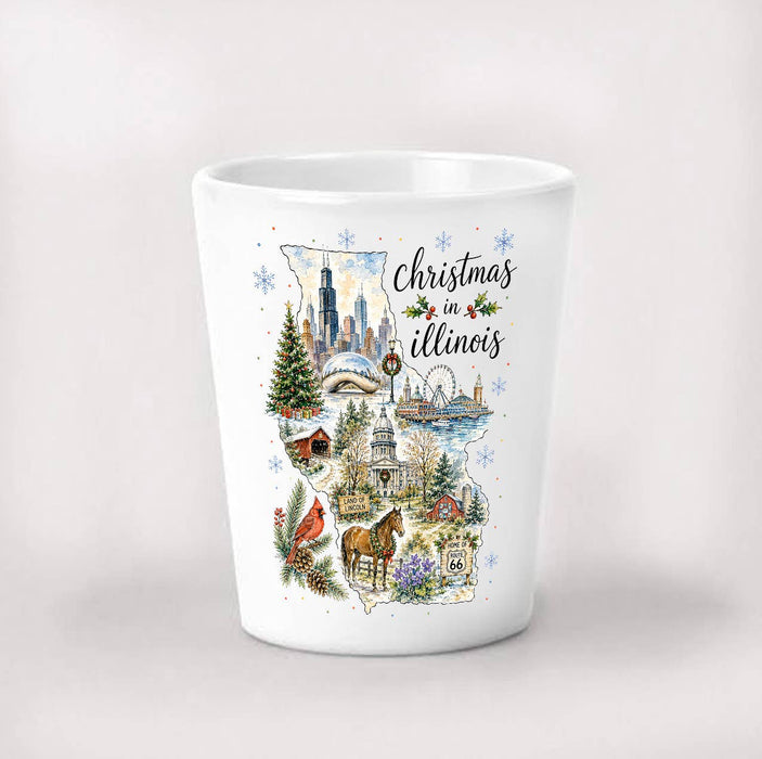 Christmas in Illinois State Map Shot Glass