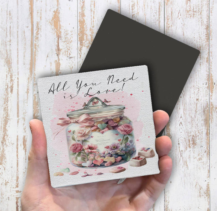 Valentine Candy Jar Need Love Magnet Fridge