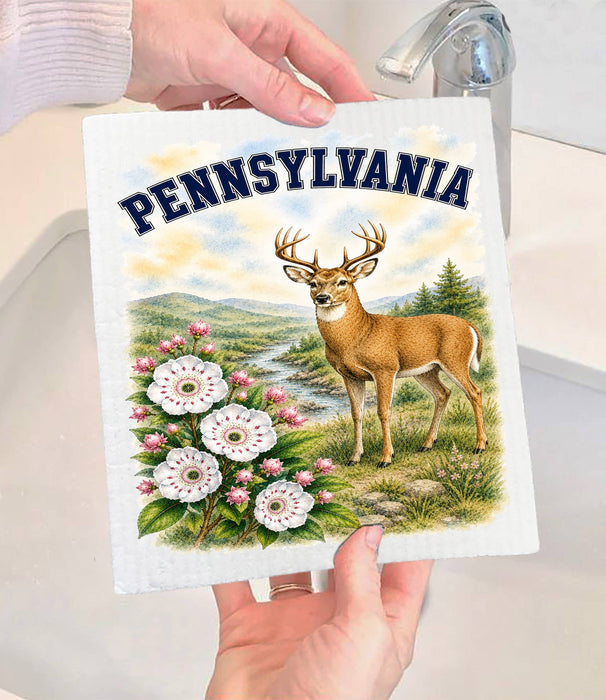 Pennsylvania State Bird and Animal Swedish Dishcloth