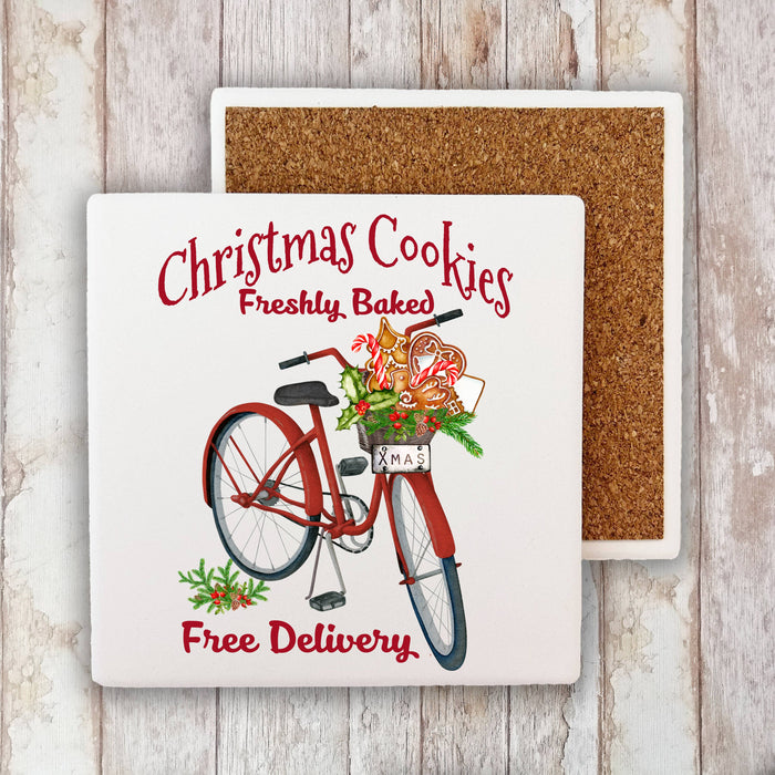 Christmas Cookies Bicycle Stone Coaster