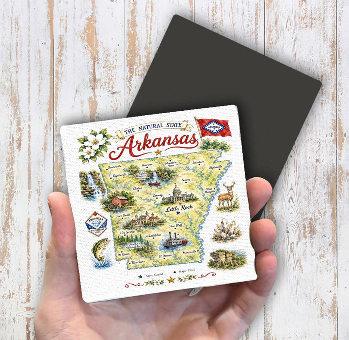 Arkansas State Map Landmark Magnet Fridge
