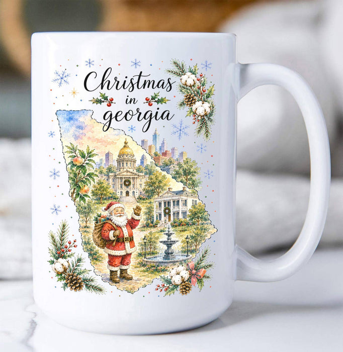 Christmas in Georgia State Map Coffee Mug