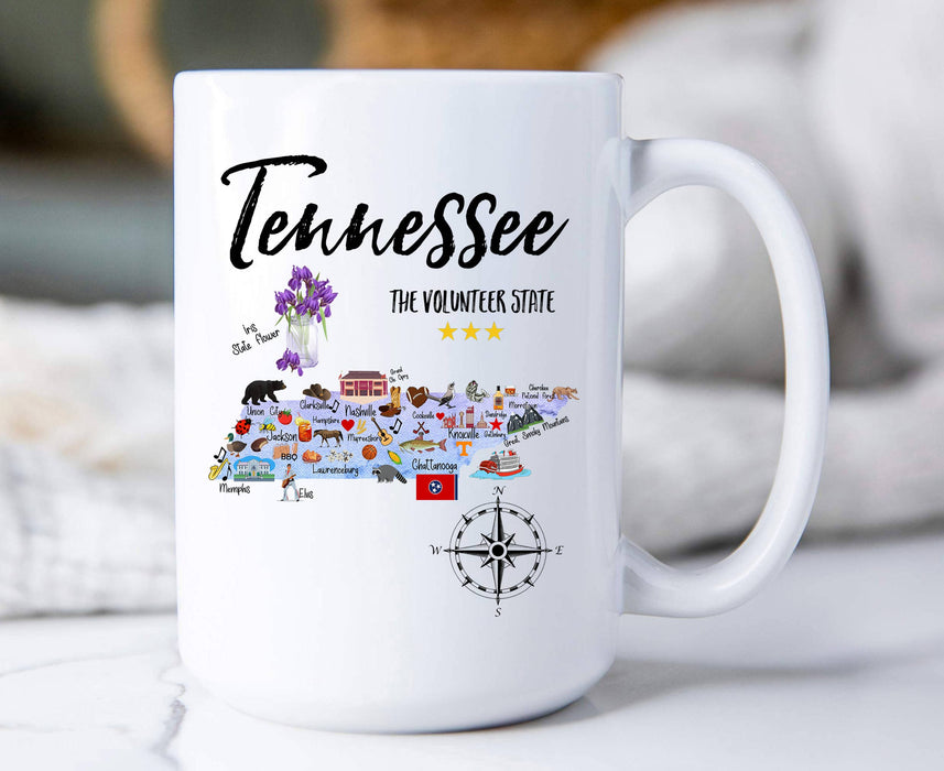 Tennessee State Map Souvenir Coffee Mug