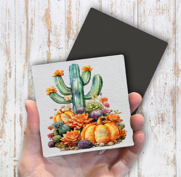 Fall Pumpkin Saratoga Cactus Flowers  Magnet Fridge