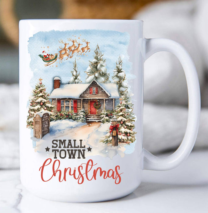 Small Town Christmas Santa Coffee Mug