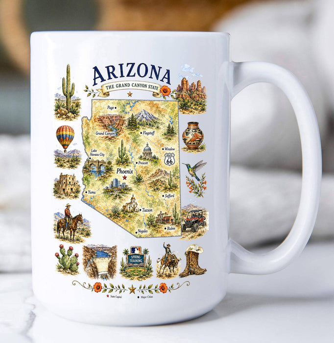 Arizona State Map Landmark Coffee Mug