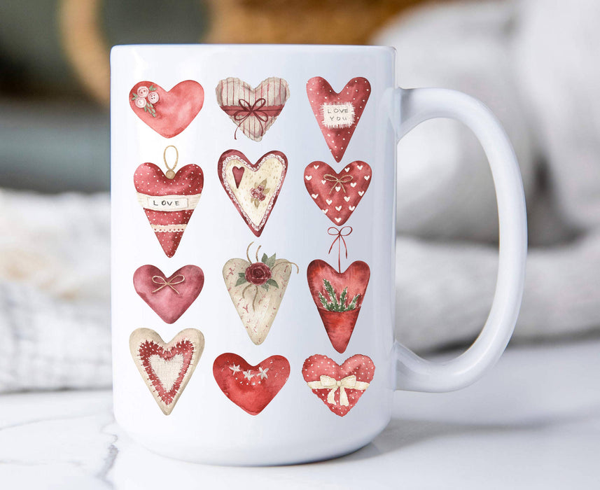 Valentine Farmhouse Country Hearts 15 oz Coffee Mug