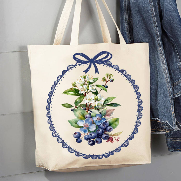 Vintage Blueberries Canvas Tote Bag