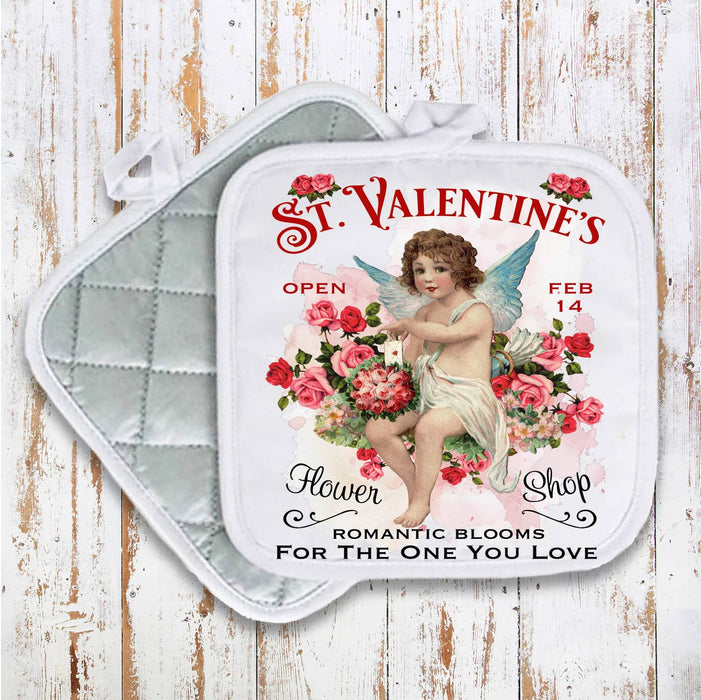 Vintage Cupid Angel St. Valentine's Pot Holder Oven Mitt