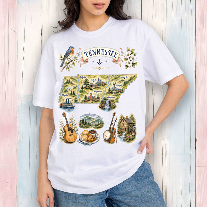 Tennessee State Map Landmark T-Shirt