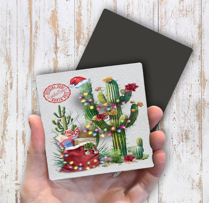 Christmas Santa Saguaro Cactus Western Magnet Fridge