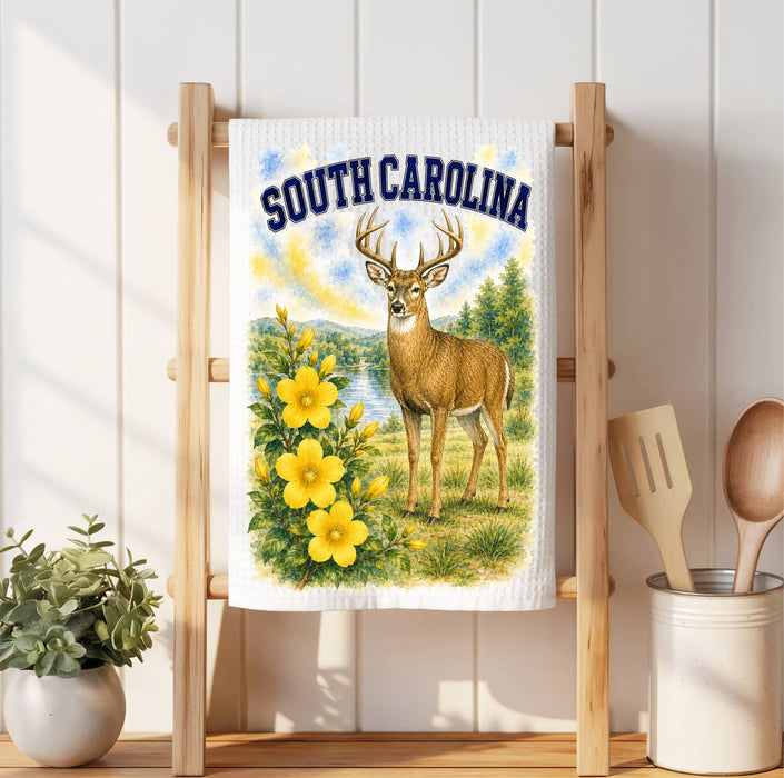South Carolina State Bird and Animal Waffle Weave Towel