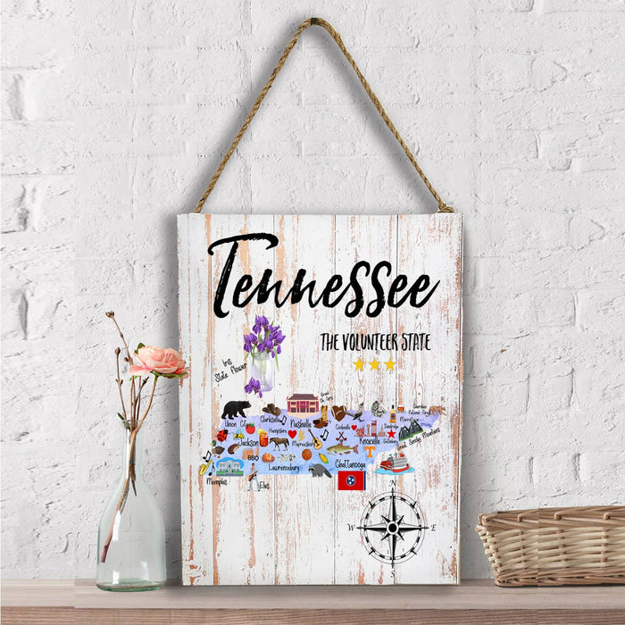 Tennessee State Map Souvenir Wall Decor