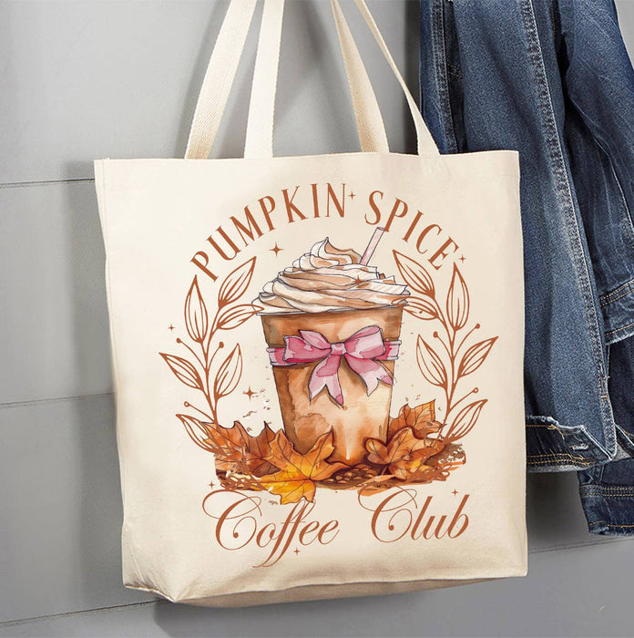 Autumn Fall Pumpkin Spice Club Canvas Tote Bag