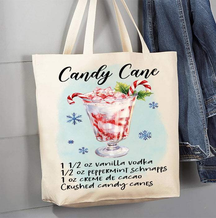 Christmas Cocktail Candy Cane Recipe Canvas Tote Bag