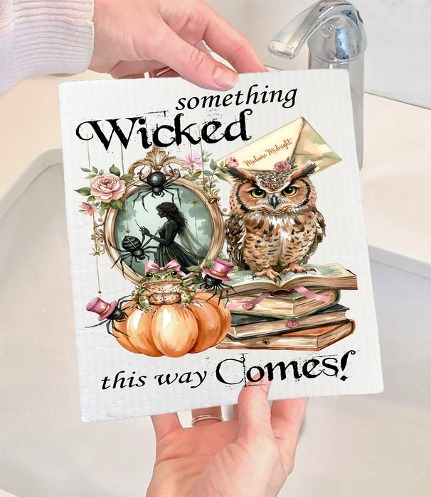Halloween Something Wicked Comes Swedish Dishcloth