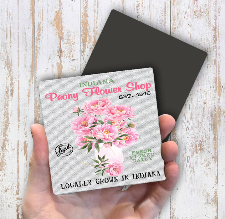 Indiana State Flower Peony Souvenir Magnet Fridge