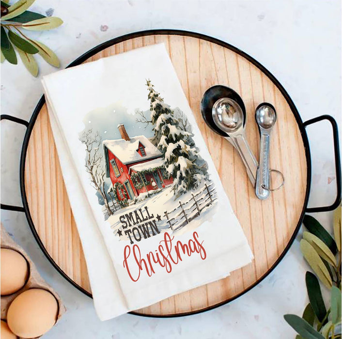 Small Town Christmas Tea Towel