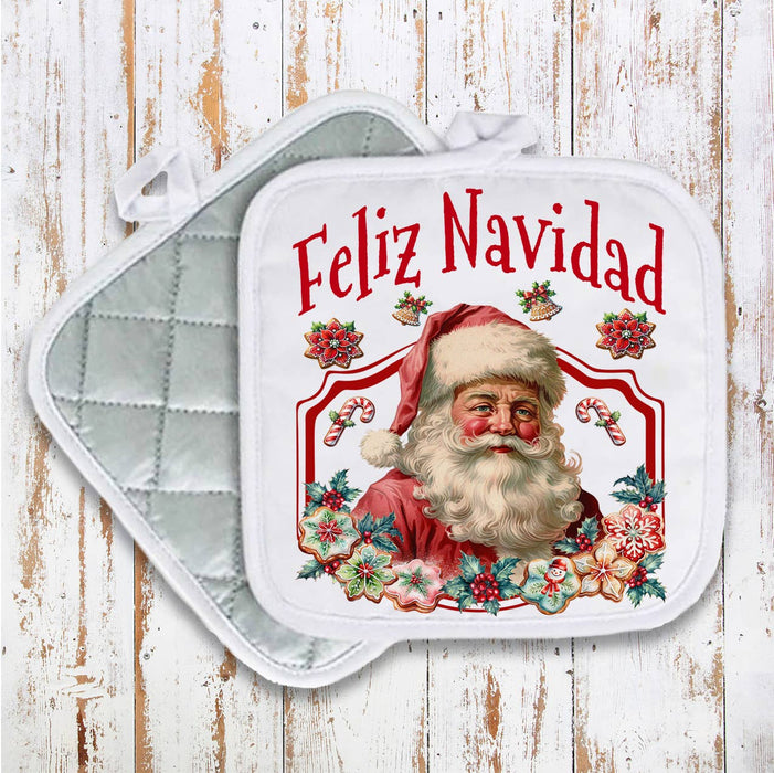 Feliz Navidad Santa Christmas Pot Holder Oven Mitt