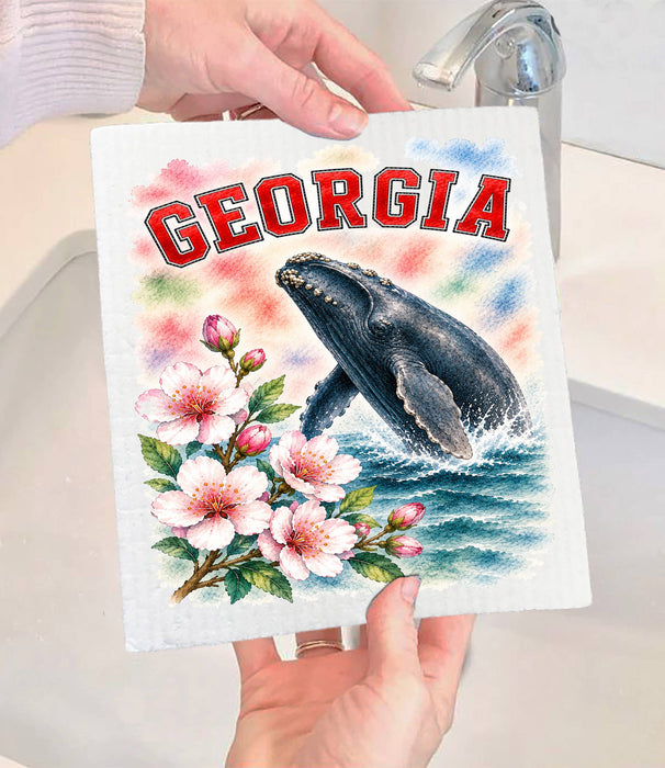 Georgia State Bird and Animal Swedish Dishcloth