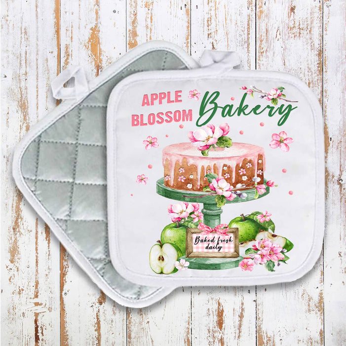 Apple Blossom Bakery Farmhouse Pot Holder Oven Mitt