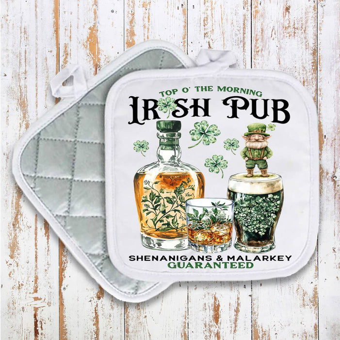 St. Patrick's Day Wiskey Irish Pub Pot Holder Oven Mitt