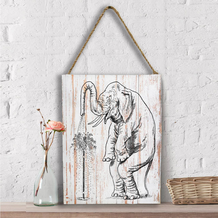 Elephant Watering Tree, Wall Decor