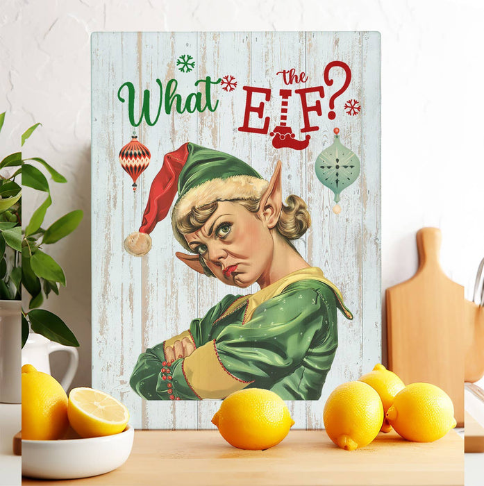 Christmas What the Elf Glass Cutting Board