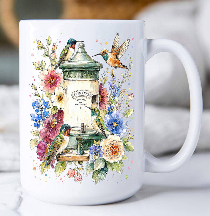 Spring Hummingbirds Flowers Feeder Coffee Mug