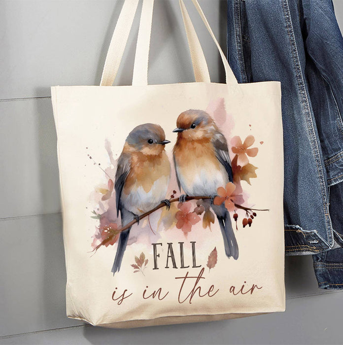 Autumn Fall is in the Air Birds Canvas Tote Bag