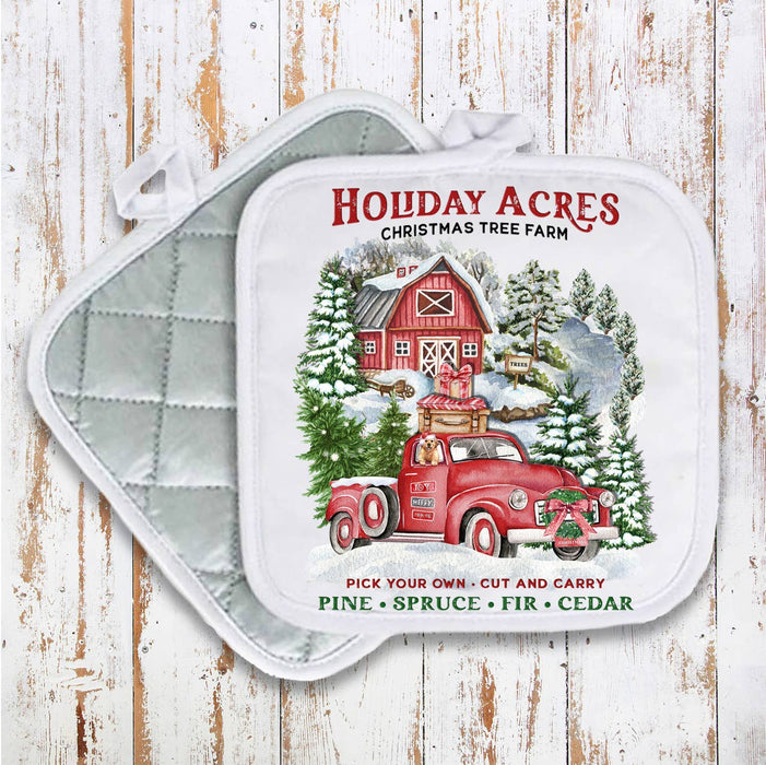 Christmas Holiday Acres Tree Farm t Pot Holder Oven Mitt