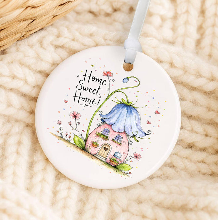 Home Sweet Home House Flowers Ornament