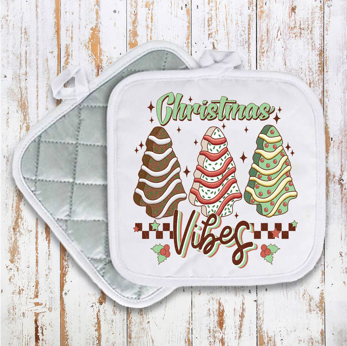 Christmas Vibes Tree Cakes Pot Holder Oven Mitt
