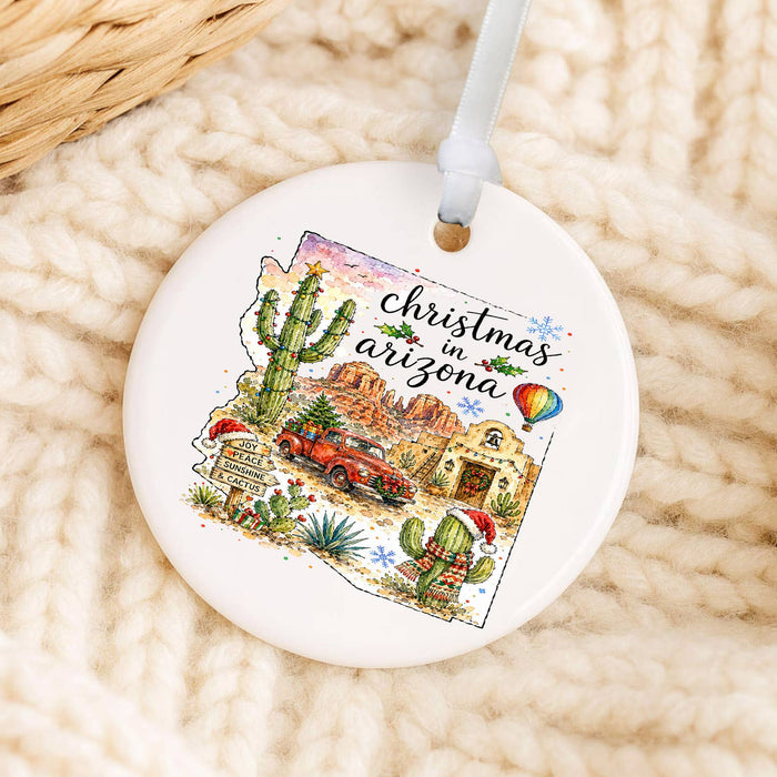 Christmas in Arizona State Map Ornament