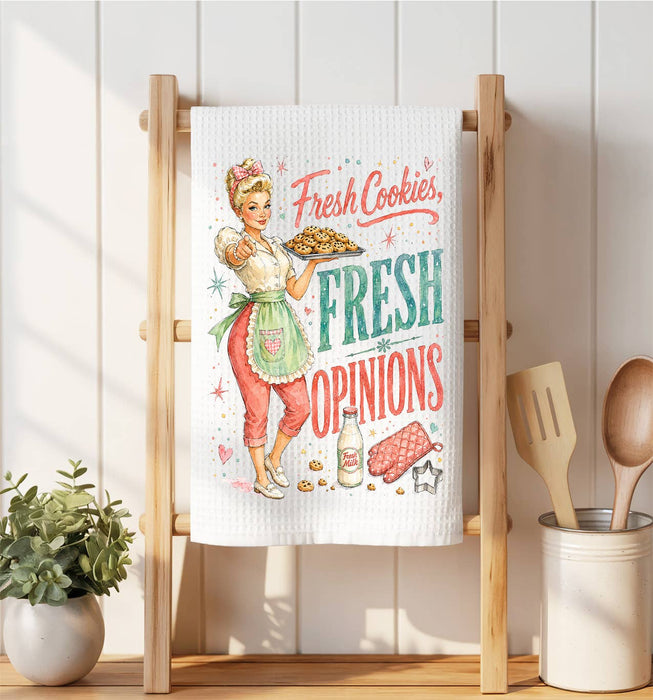 Funny Fresh Cookies Fresh Opinions Waffle Weave Towel