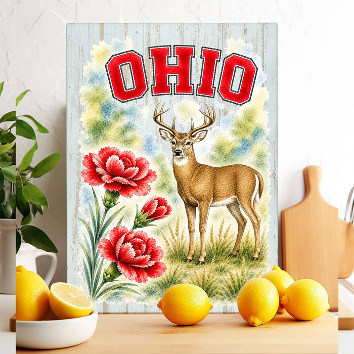 Ohio State Bird and Animal Glass Cutting Board