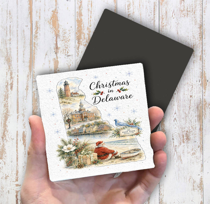 Christmas in Delaware State Map Magnet Fridge