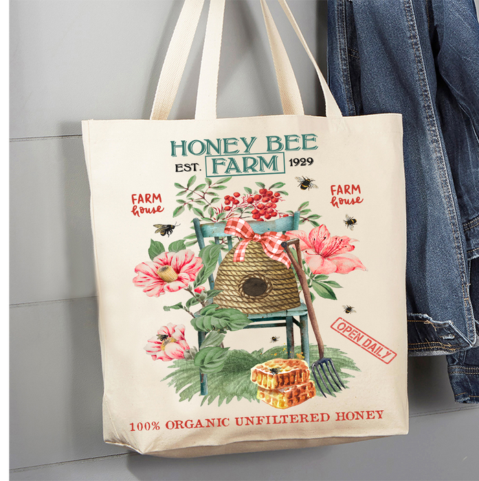 Spring Hony bee Farm Canvas Tote Bag