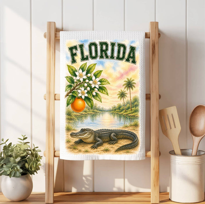 Florida State Bird and Animal Waffle Weave Towel