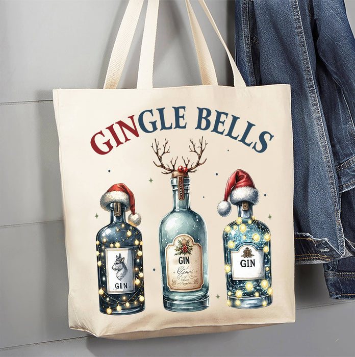Christmas Gingle Bells Gin Canvas Tote Bag