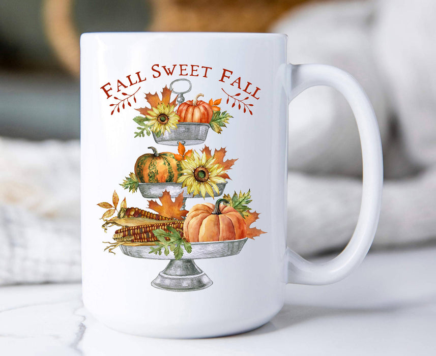Fall Sweet Fall Pumpkins Corn Flowers, Coffee Mugs