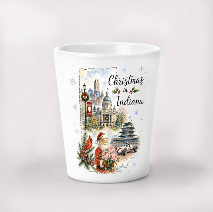 Christmas in Indiana State Map Shot Glass
