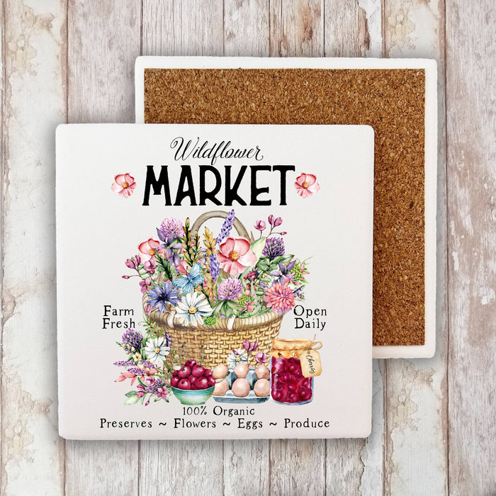 Wildflower Country Market Farm Fresh Stone Coaster