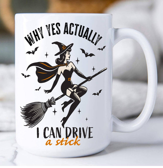 Halloween Retro I can Drive a Stick Coffee Mug