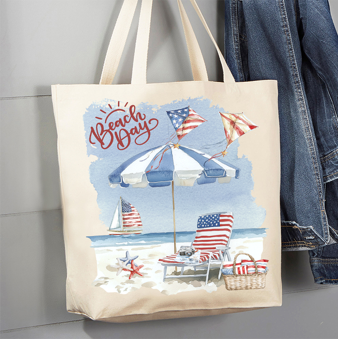 Beach Day Coastal Ocean  Canvas Tote Bag