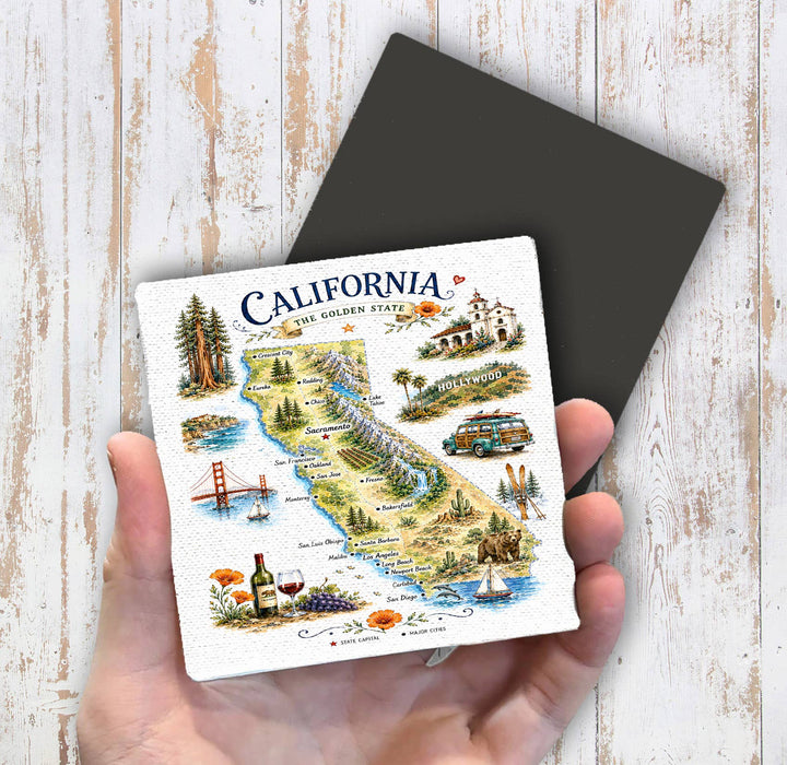 California State Map Landmark Magnet Fridge