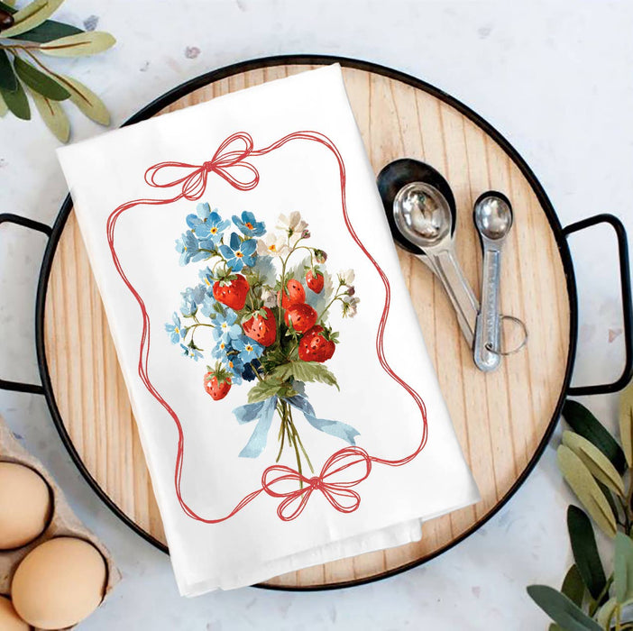 Vintage Strawberries Tea Towel
