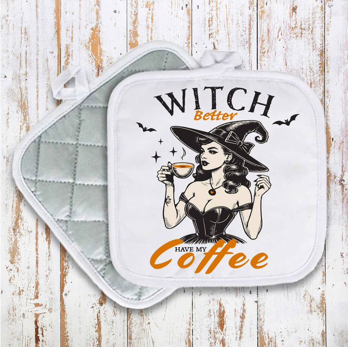 Halloween Retro Witch Better Coffee Pot Holder Oven Mitt