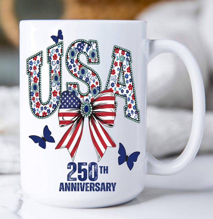 Patriotic USA Bow 250 Anniversary America Coffee Mug