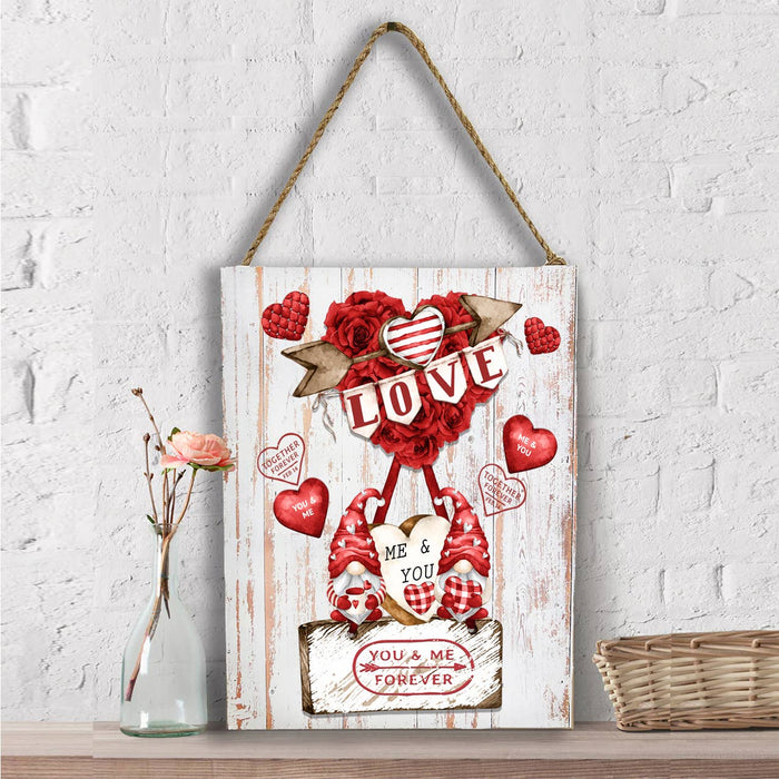 Valentine Gnome Red Roses  Wall Decor